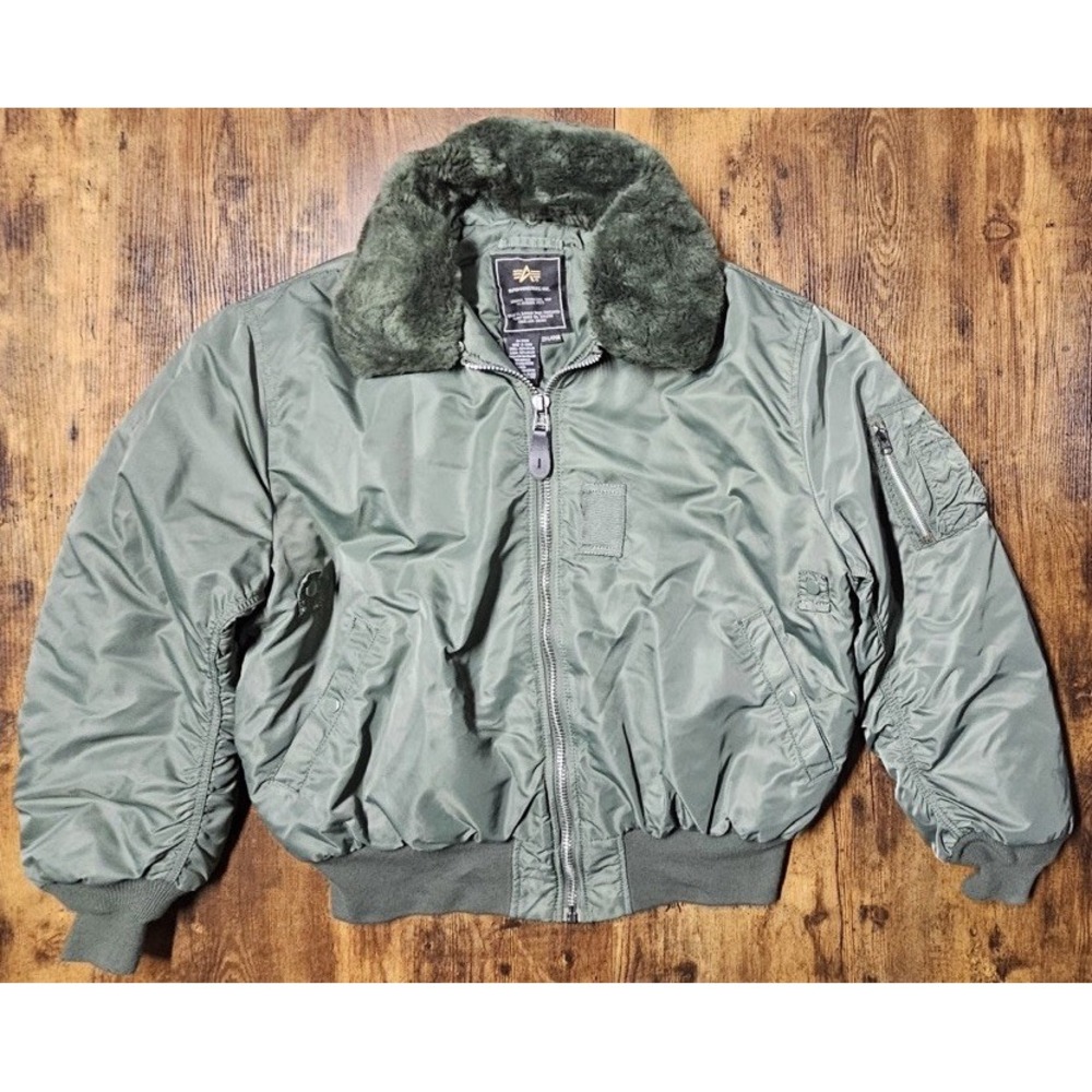 Cold Weather B-15 Flight Heavy Bomber Alpha Industries Green Jacket 2XL
